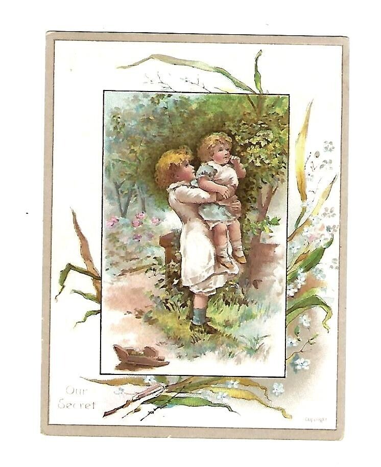 c1880\'s Stock Trade Card Our Secret, 2 Young Girls