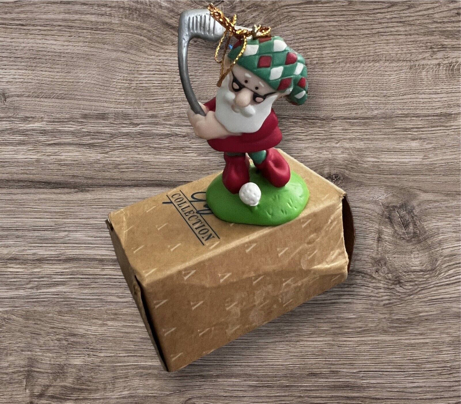 Vintage AVON Elves' Day Off Golf, Christmas Tree Ornament New in Original Box