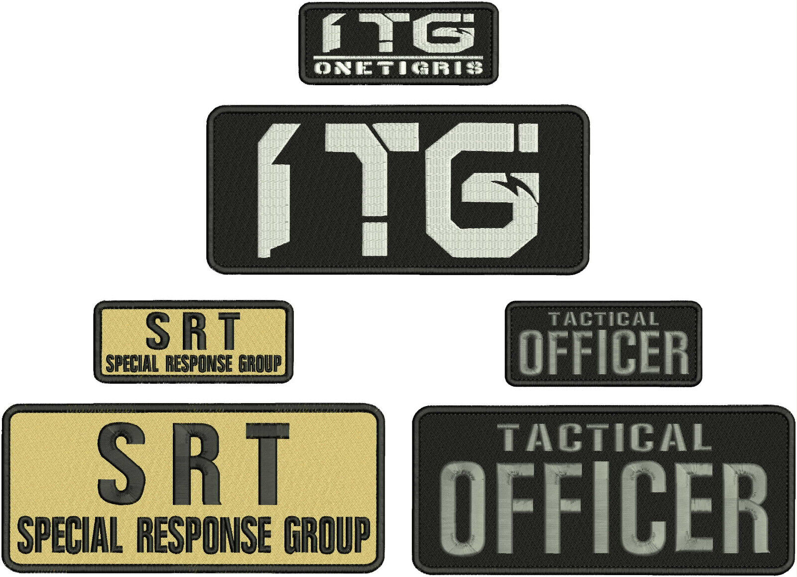 TACTICAL OFFICER3 set  EMBROIDERY PATCH 4X10 AND 2X5 HOOK ON BACK GRAY BLACK
