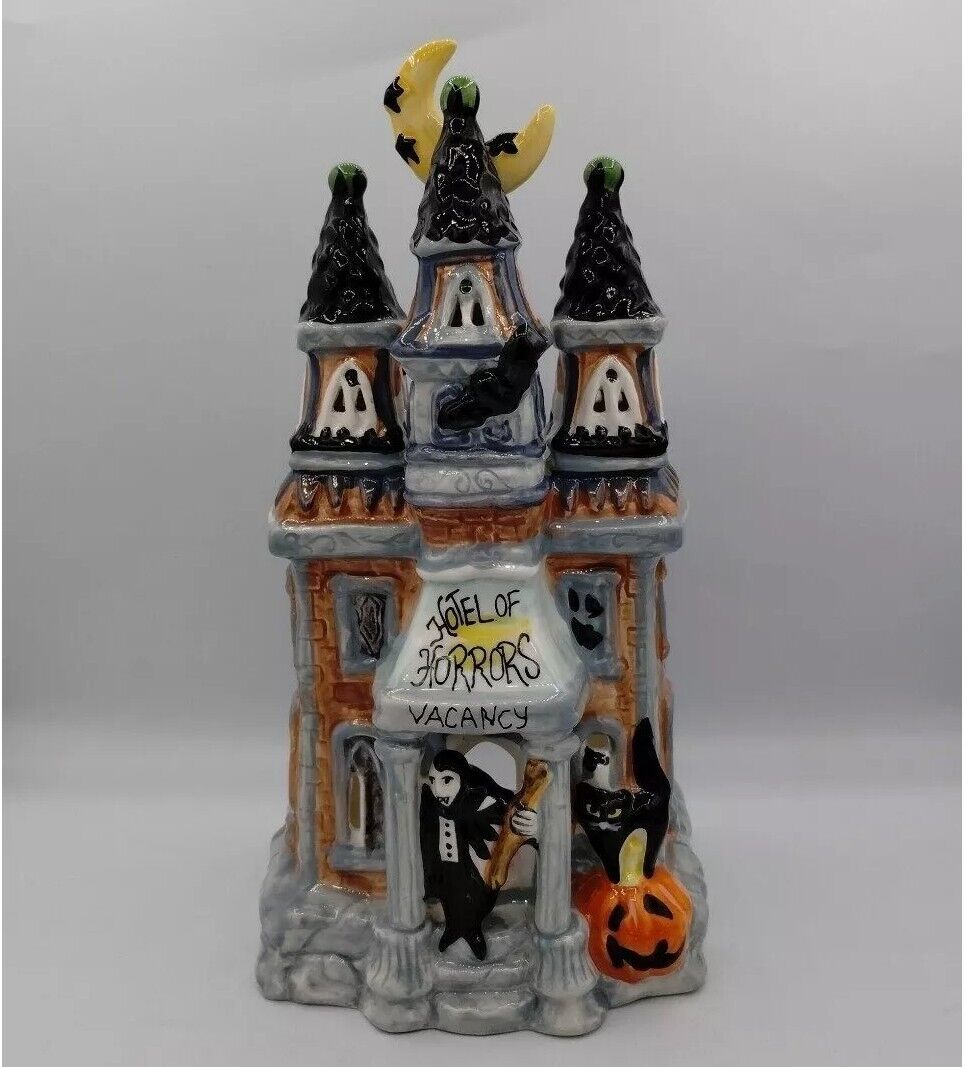 Heather Goldminc Blue Sky Haunted House Hotel of Horrors Candle Holder Halloween