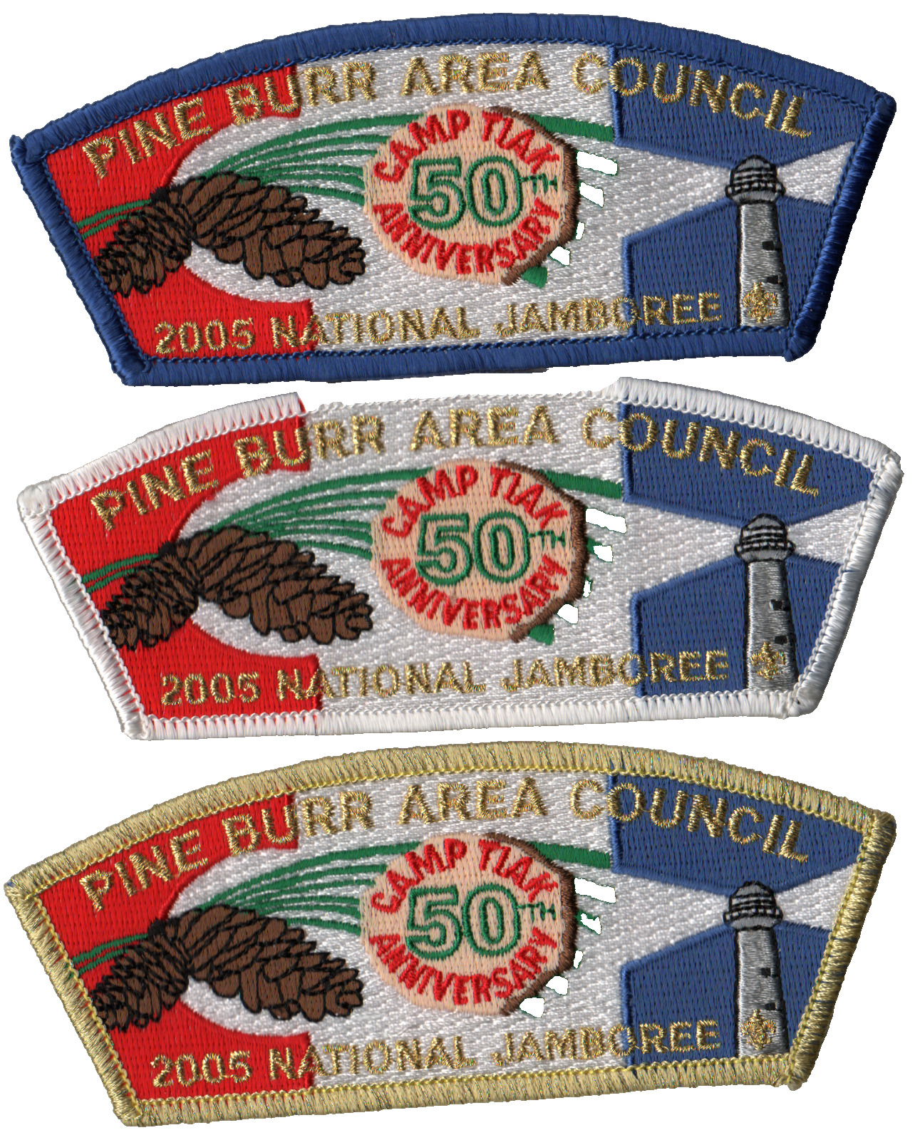 2005 Jamboree Pine Burr Area Council MS Set of 3 JSP Bdr (AR511)