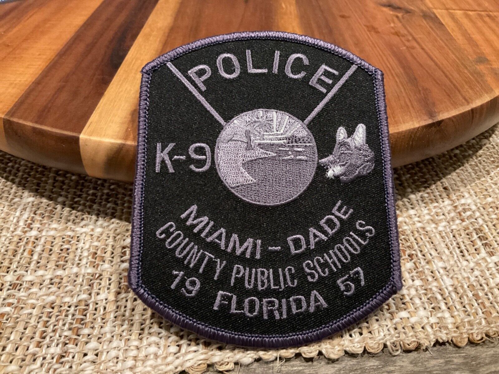 Old Style Miami Dade  Schools Police k9 K-9 State Florida FL subdued Black