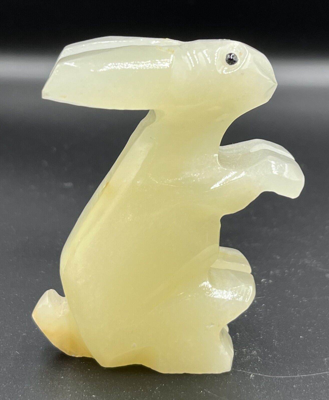 Vintage hand carved white onyx standing bunny rabbit