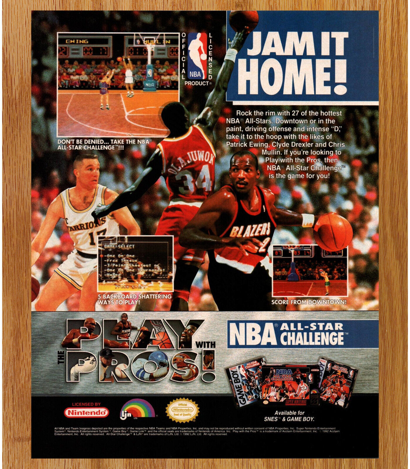 NBA All Star Challenge SNES Nintendo Video Game Print Ads Poster Promo Art 1992