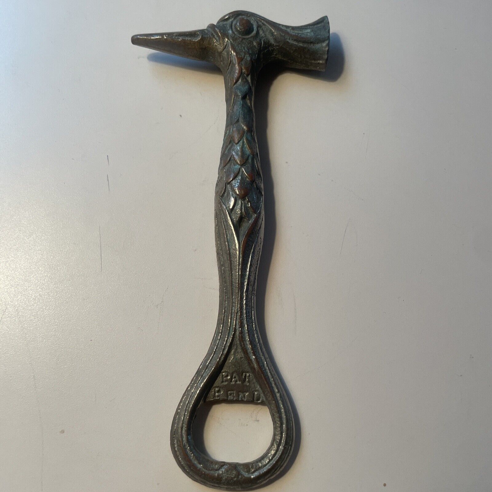 Vintage Bronze WOOD PECKER Hammer/Bottle Opener PAT BEND