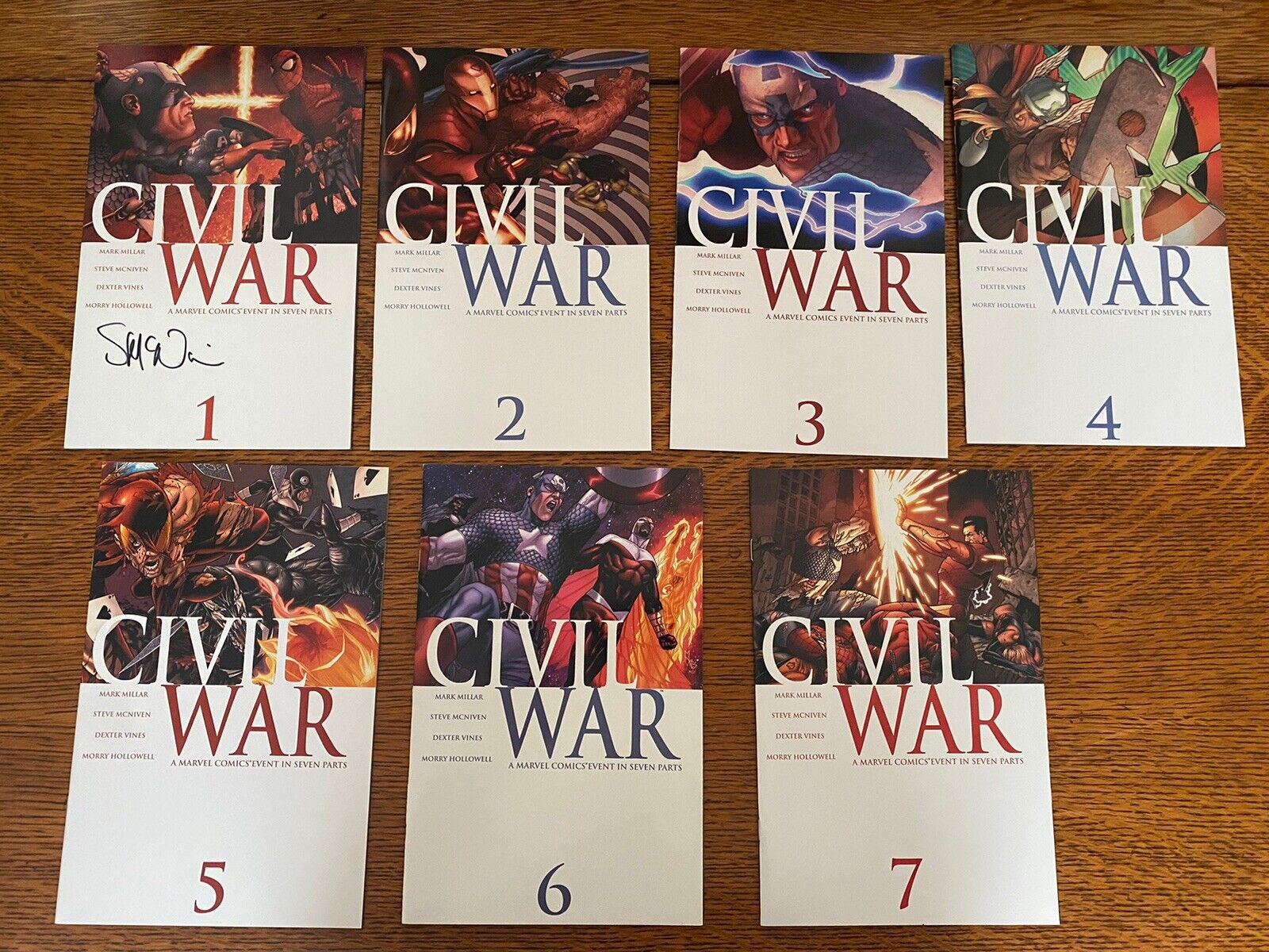 Marvel Civil War Full Set #1-7 (#1 Signed Steve NcNiven) + What If Civil War #1
