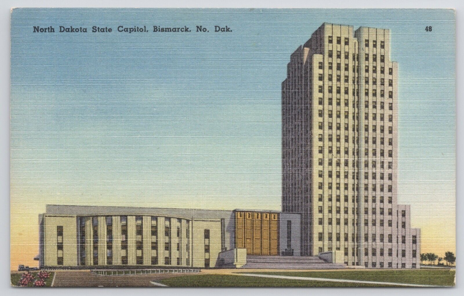 Bismarck North Dakota State Capitol Building Linen Postcard