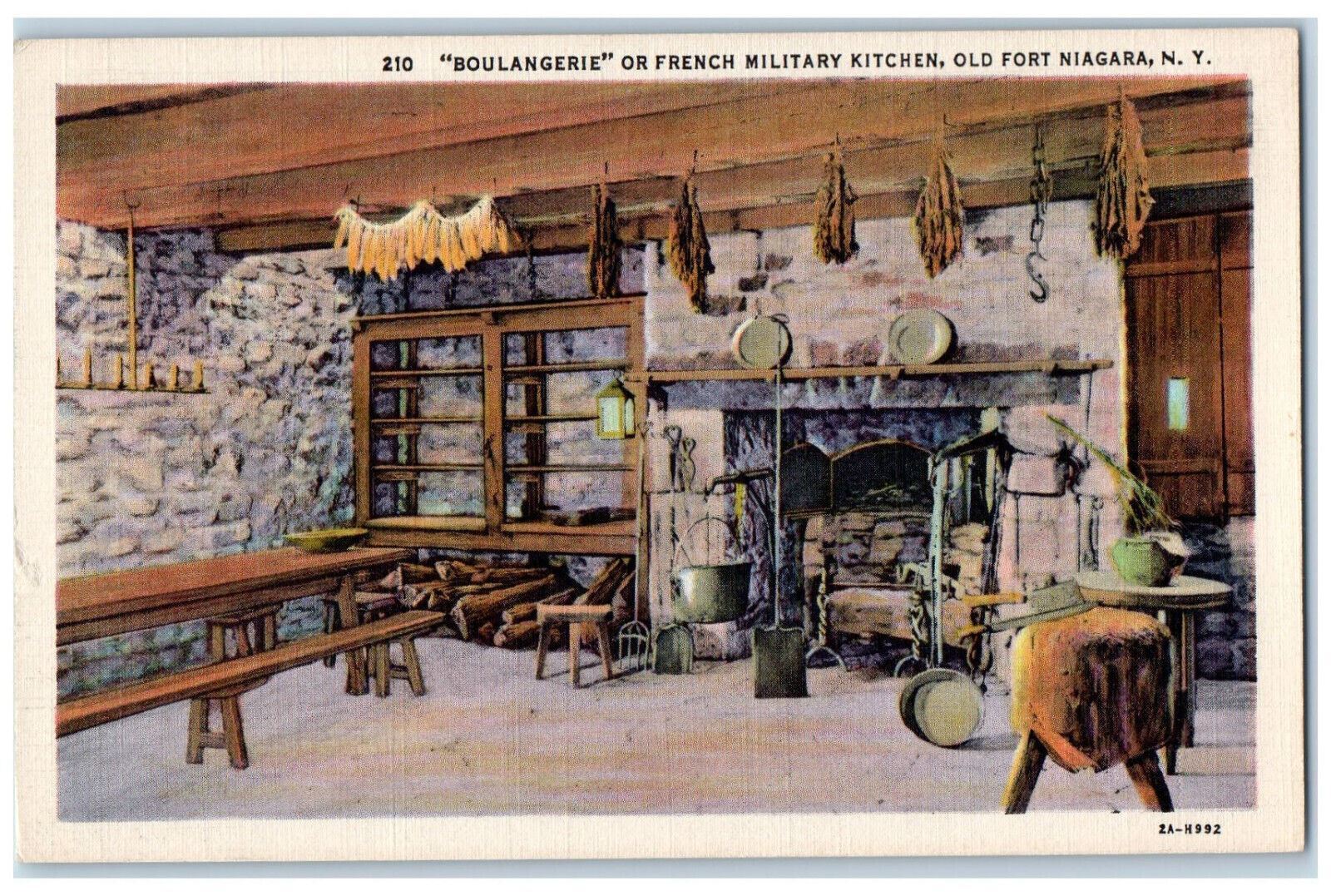 c1940\'s Chimney, Plates, Wood Rack, Boulangerie, Old Fort Niagara NY Postcard