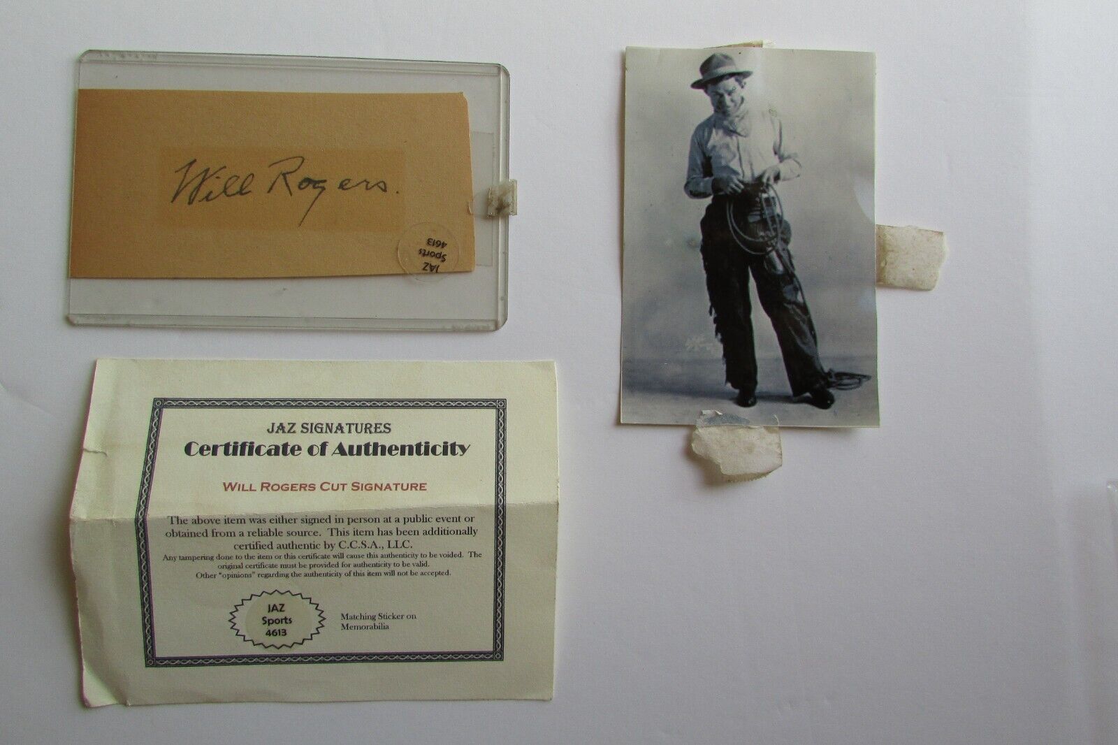 Will Rogers Oklahoma actor celebrity autograph authenticated also photo