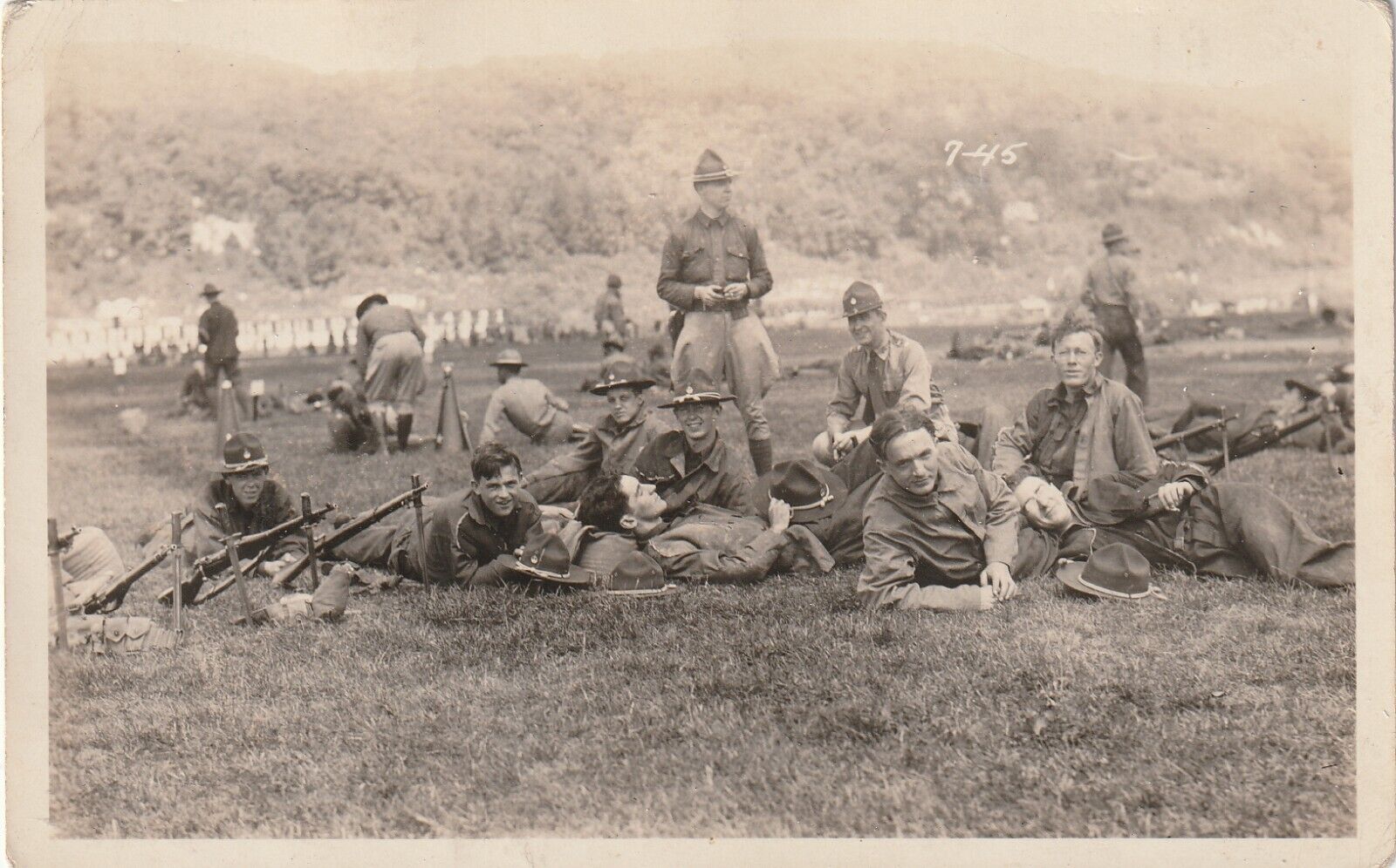 Vintage Military Training Camp Real photo postcard