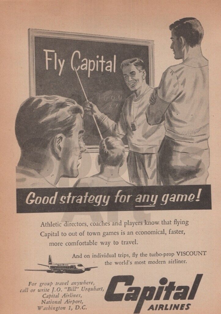 Capital Airlines Sports Directors Executives Vintage Print Ad 1957 Page 1950s