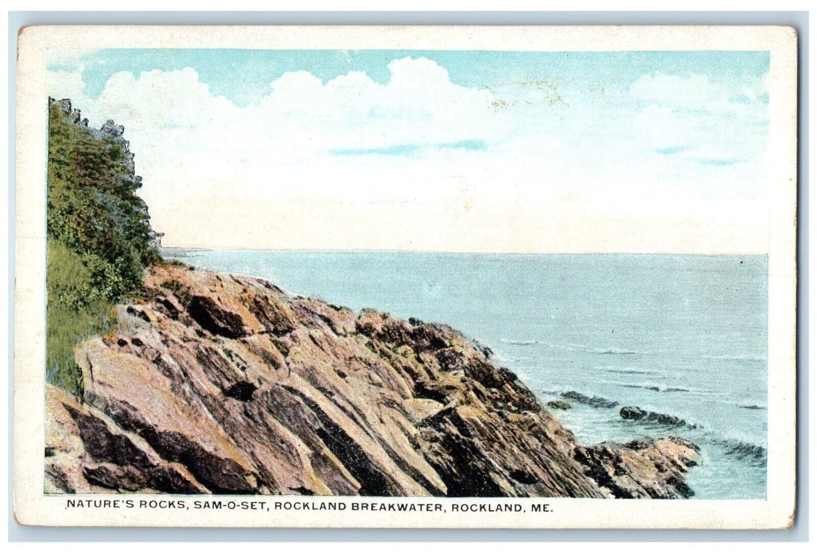 c1910\'s Nature\'s Rocks Sam O Set Rockland Breakwater Rockland Maine ME Postcard