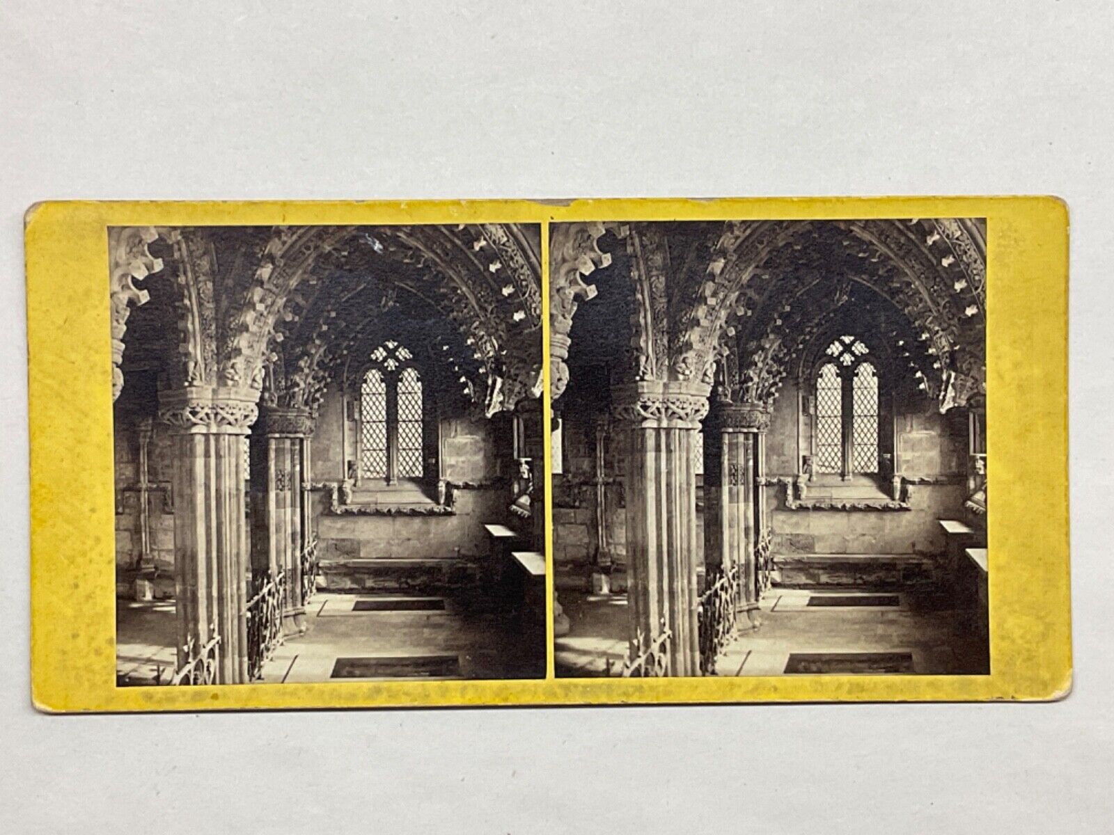 Interior of Roslyn Rosslyn Chapel Scotland Vintage Stereograph Stereoview Card