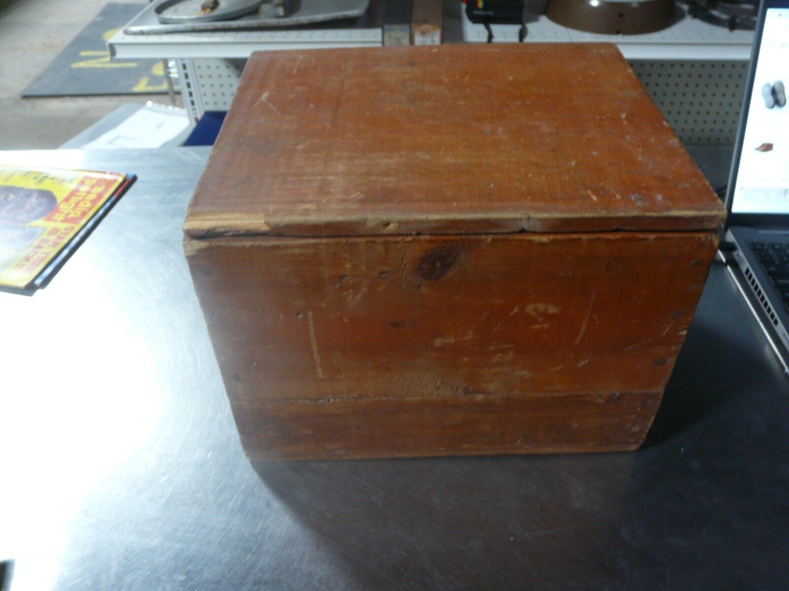 Folk Art Box with Handle--Old Colony Rubber Company, Boston