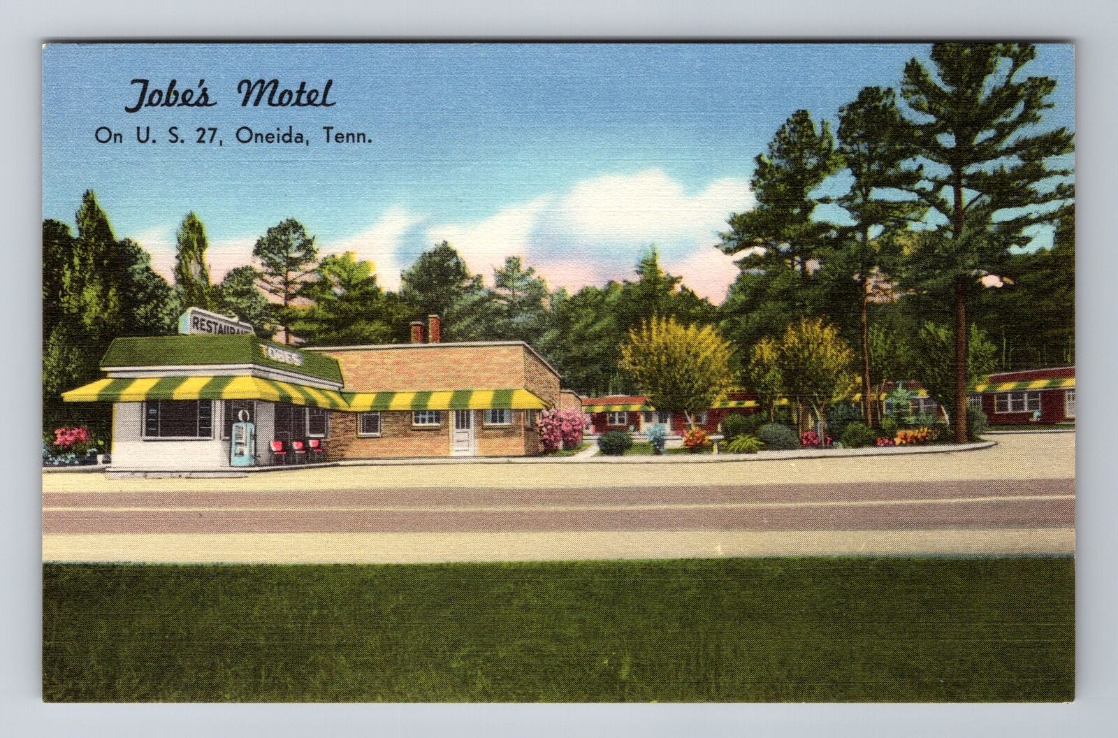 Oneida TN-Tennessee, Jobe's Motel & Restaurant Advertising, Vintage Postcard