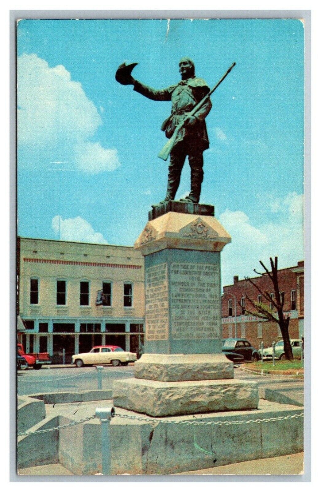 Lawrenceburg, TN Tennessee, Statue of Davy Crockett Postcard Posted 1956