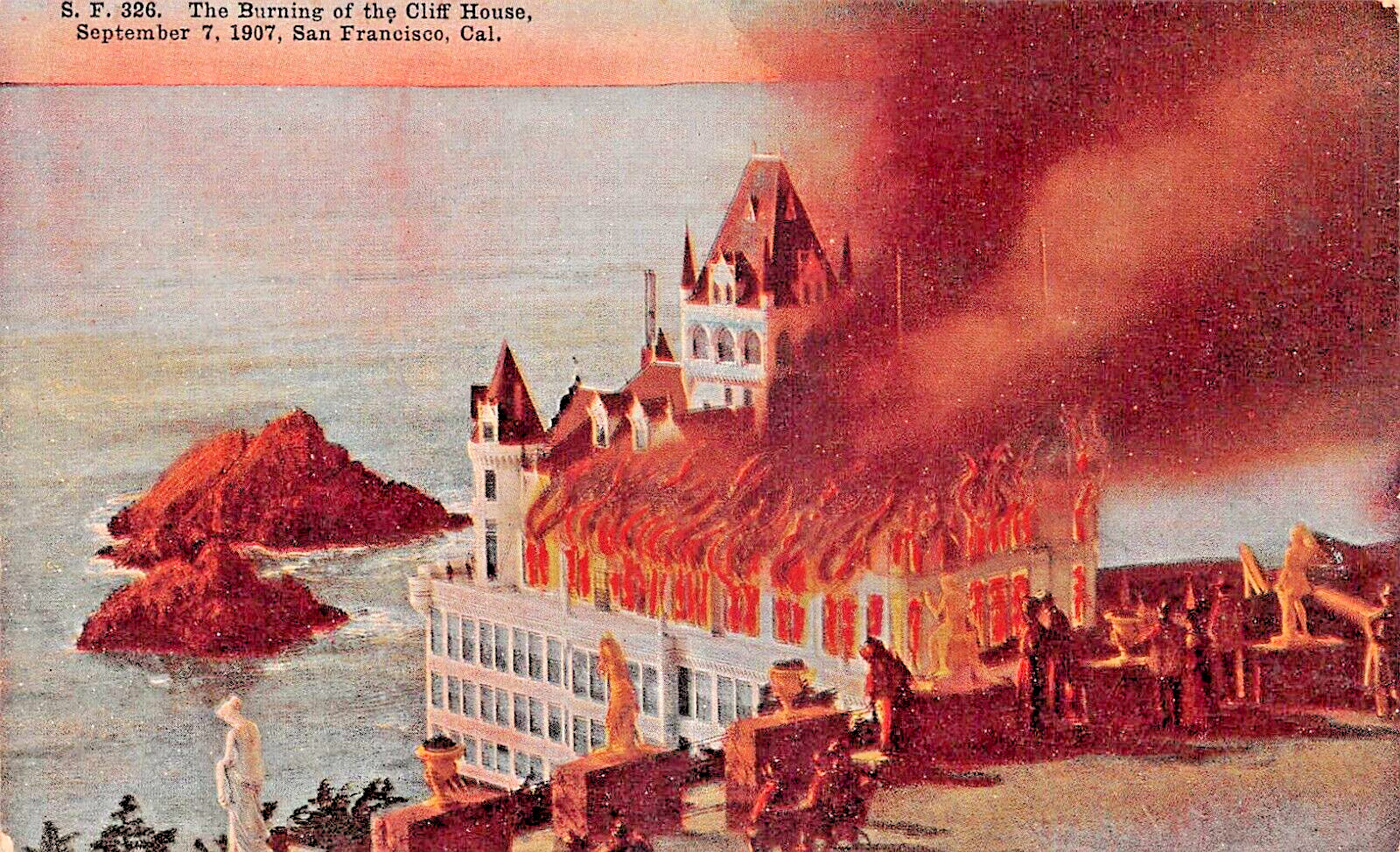 The Burning of the Cliff House Sept 7 1907 San Francisco California Postcard