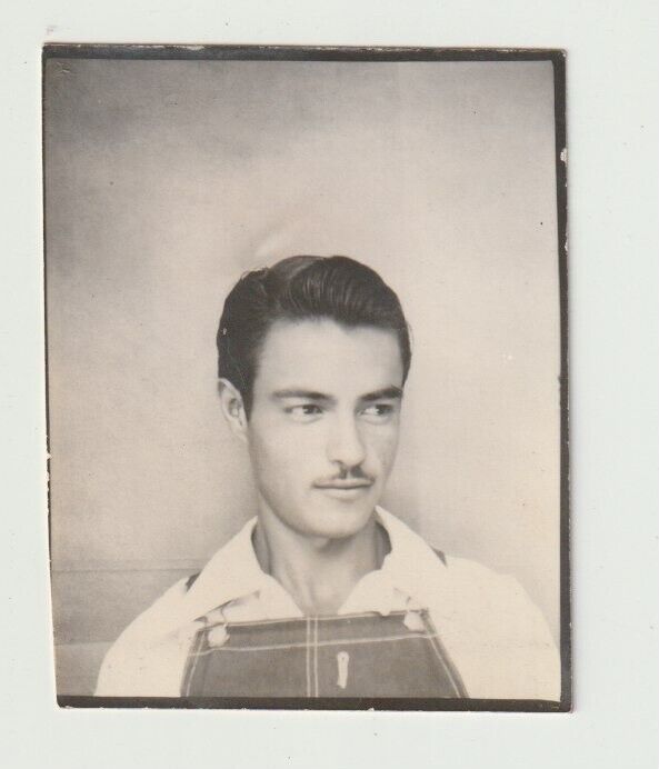VINTAGE PHOTO BOOTH - HANDSOME YOUNG MAN with MUSTACHE