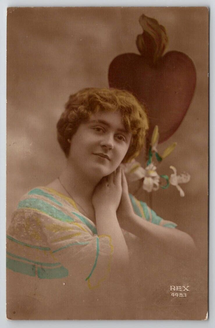 RPPC Pretty Woman Portrait 1918 Ashtabula To Jefferson OH Postcard A38
