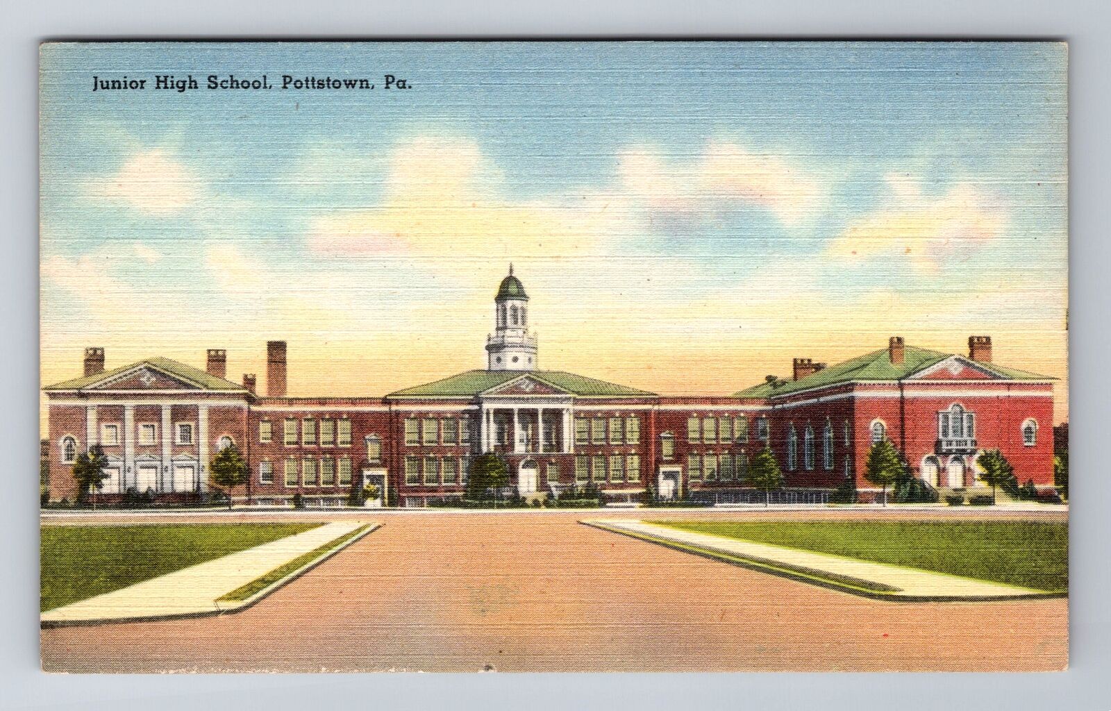 Pottstown PA-Pennsylvania, Junior High School Building, Antique Vintage Postcard