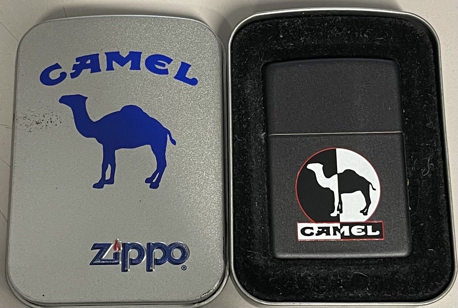 ZIPPO 1995 CAMEL NIGHT AND DAY BLACK MATTE LIGHTER SEALED IN BOX c662