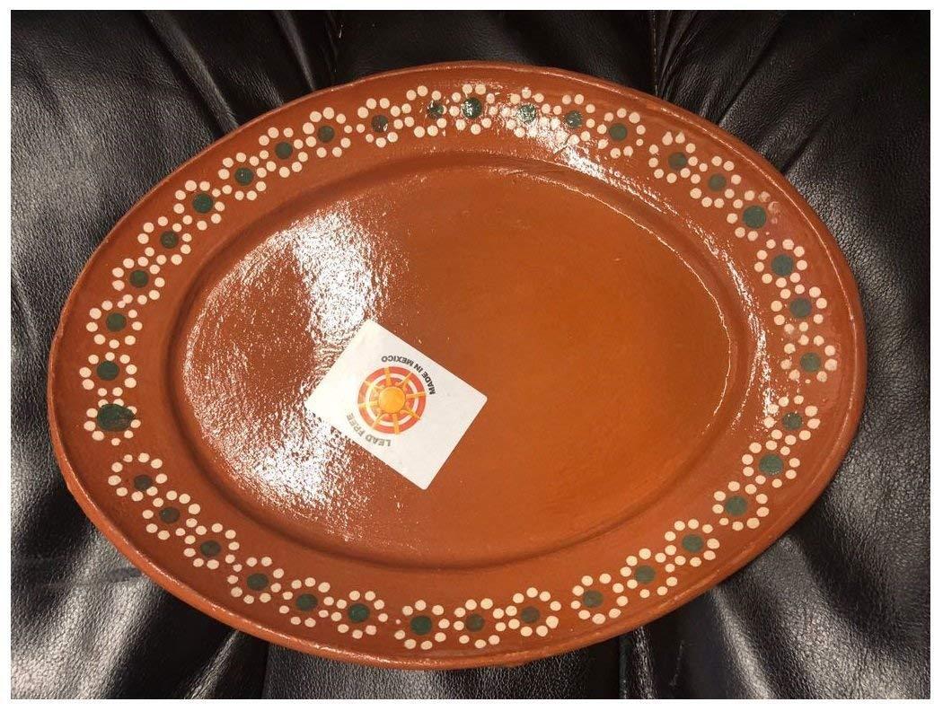 Made in Mexico 11x8 Mexican Grande Dinner or Salad Clay Oval Plates Set Of 4 
