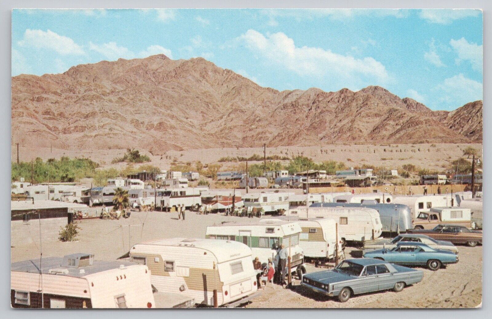 Bashfords Hot Mineral Spa Campground Salton Sea Niland CA Stamps Postcard Cars