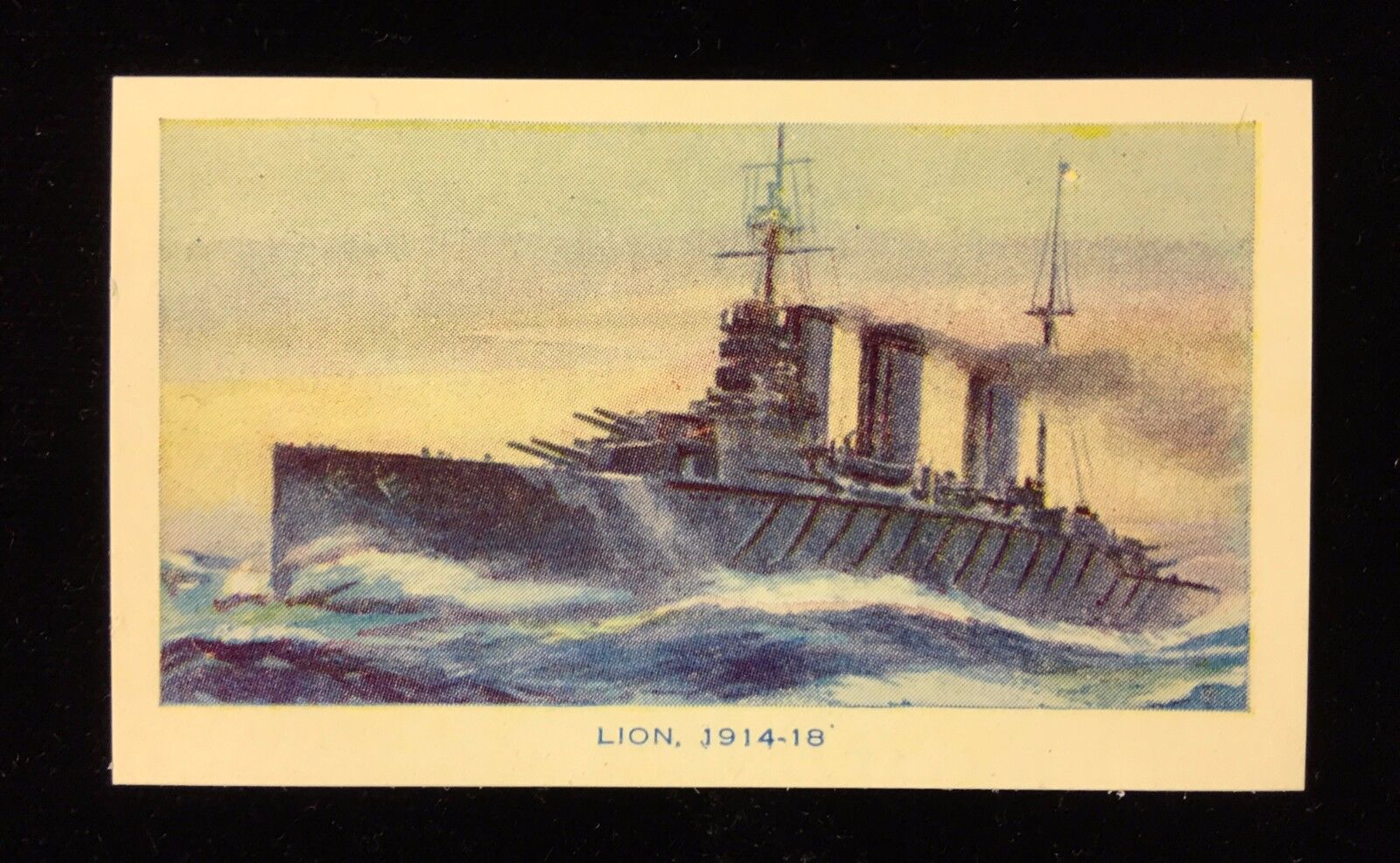 H.M.S. LION 1940 R & J HILL FAMOUS SHIPS TOBACCO CARD / AN EXCELLENT EXAMPLE