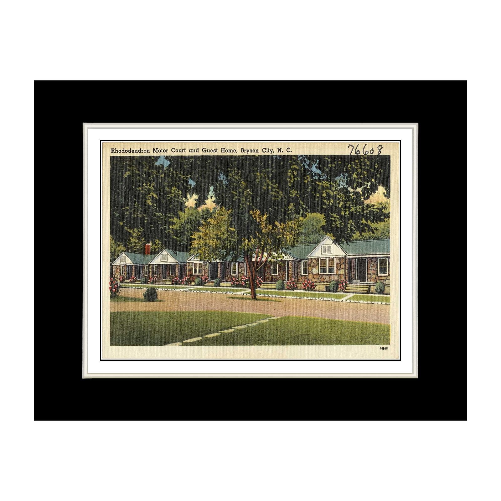 Art Print - North Carolina Postcard - Rhododendron Motor Court and Guest Home,