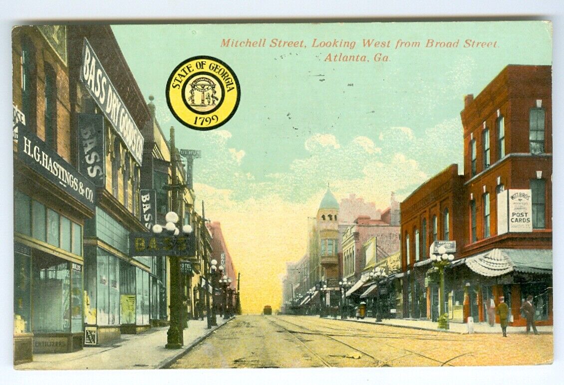 Atlanta GA Mitchell Street Looking West from Broad 1914