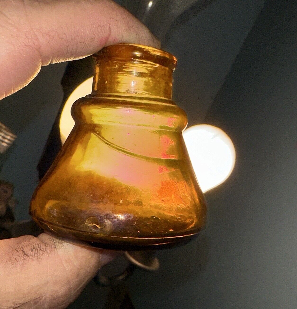 Vintage Carter's Amber Brown Cone Shaped Early Cork Style Ink Bottle