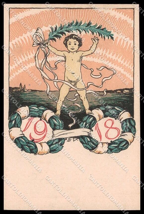 Illustratori Artist Signed B. Vit. Boy 1918 cartolina ZG7545