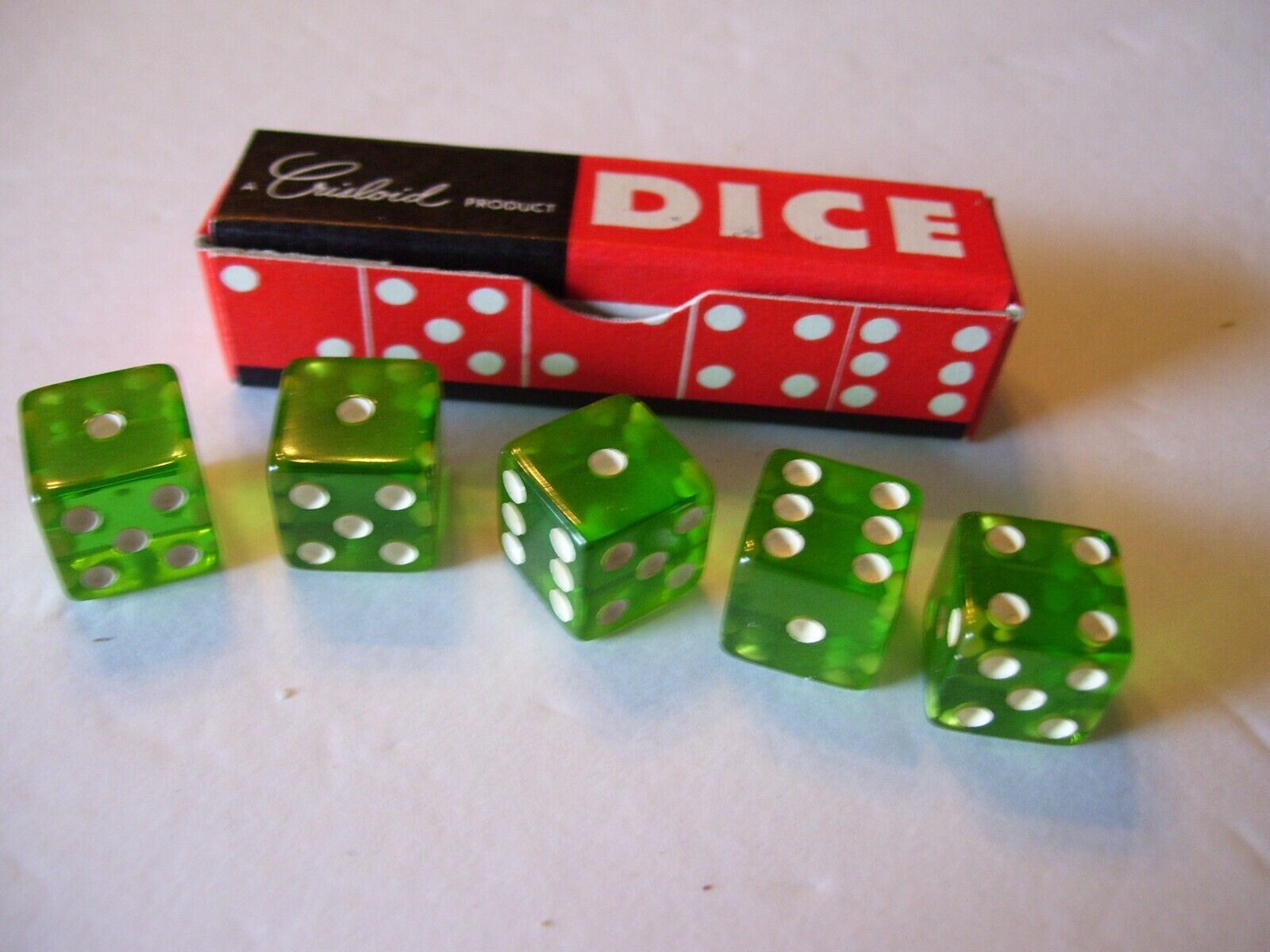 Vintage Rare Chrisloid Cheater Cheating Dice Set Green Opaque Top and Bottoms (B