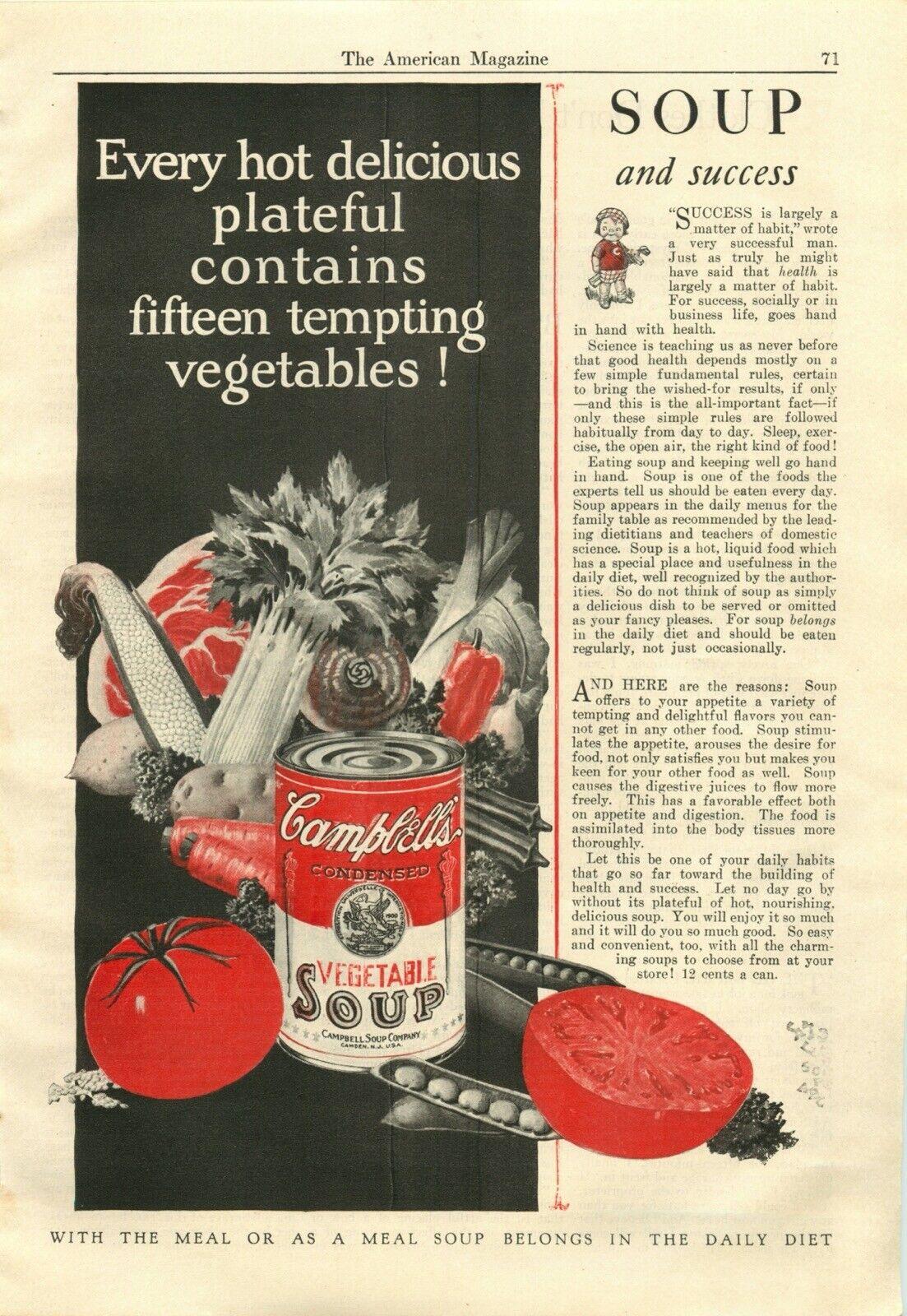 1927 Campbell’s Condensed Vegetable Soup  Vintage Print Ad