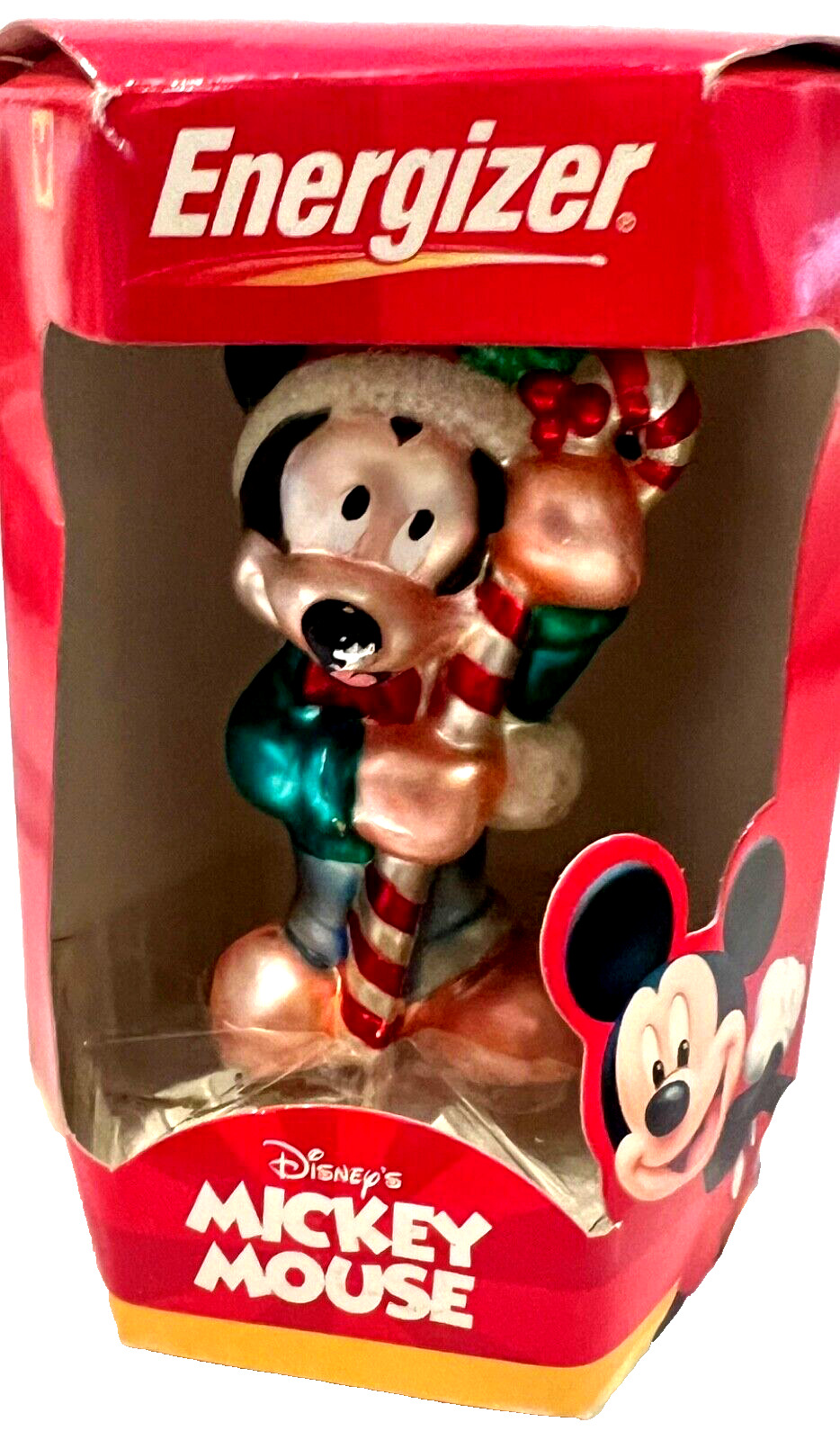 Disney Energizer Mickey Mouse Ornament European Blown Glass Christmas Ornament