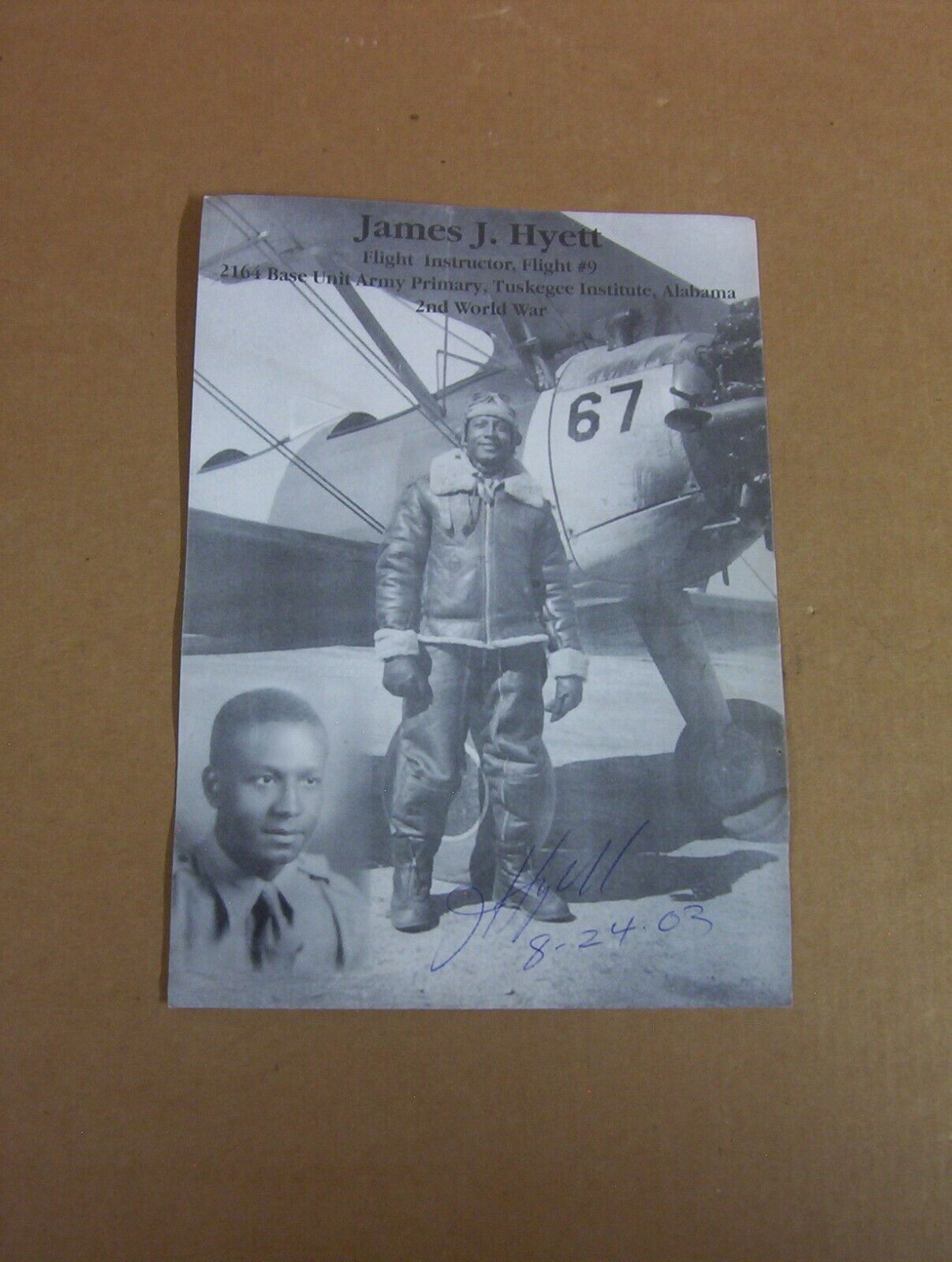 James Hyett Tuskegee Airmen Autographed Signed 5x7 Photo - WWII Army