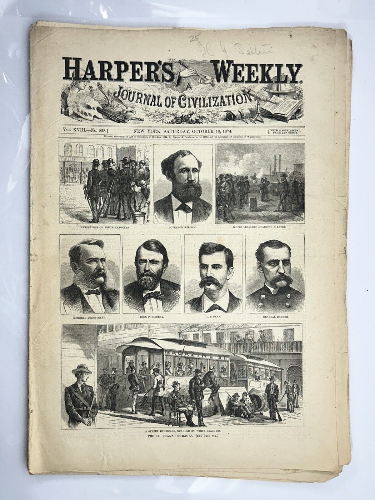 Harper\'s Weekly - New York - Oct 10, 1874 - Boar Hunt - Boat Prayer - Fall River