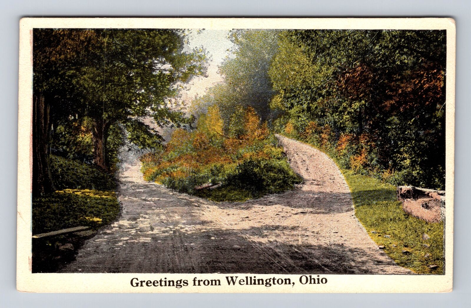 Wellington OH-Ohio, Scenic Greetings, Roadway, Antique, Vintage Postcard