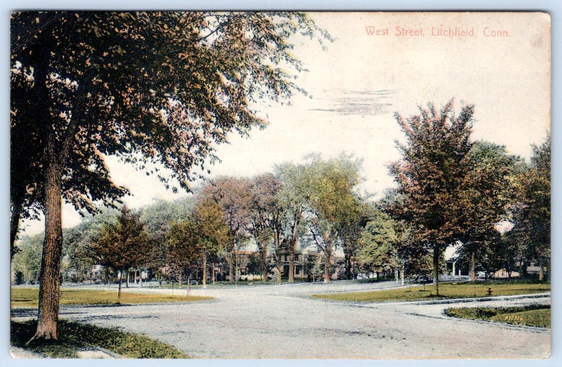 1910 LITCHFIELD CONNECTICUT CT WEST STREET KARL BROTHERS ANTIQUE POSTCARD