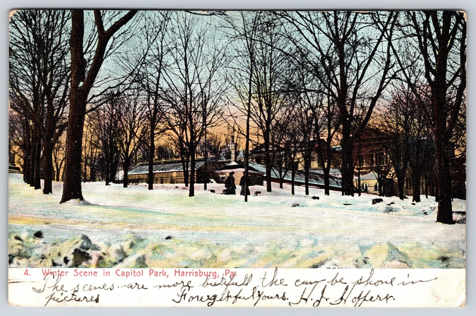 Vintage Postcard Pennsylvania, Winter Scene in Capital Park Harrisburg, PA c1907