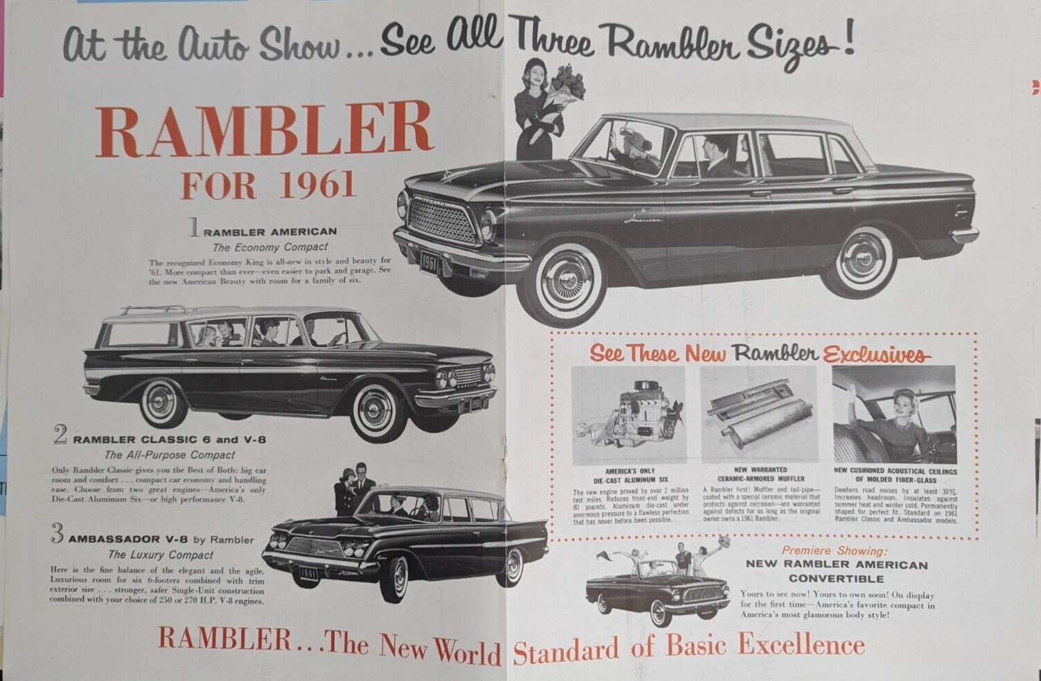 1961 Rambler American Classic Ambassador Convertible Model Line Vintage Print Ad