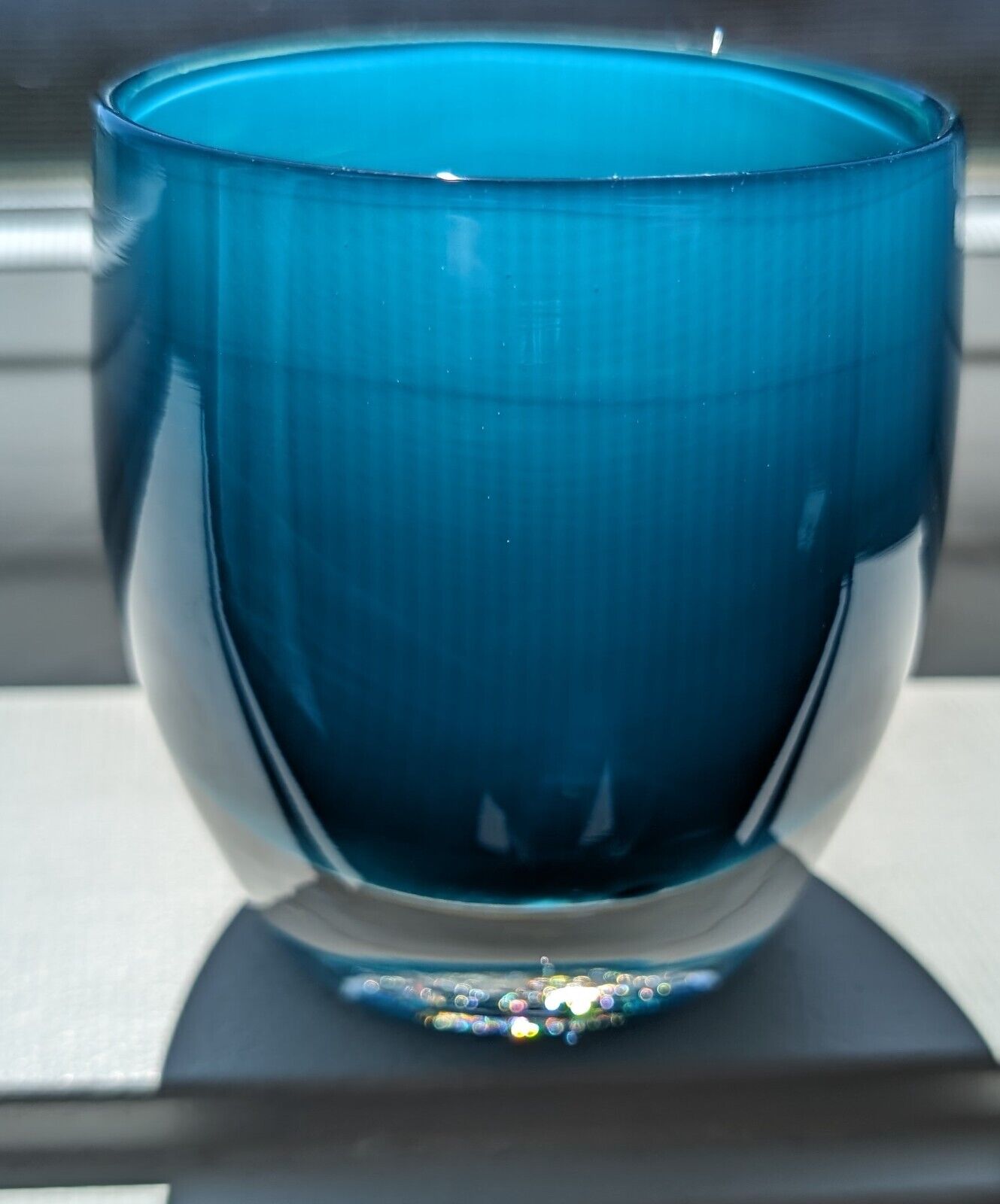 Glassybaby candle holder blue hand blown art glass home sweet ? triskelion