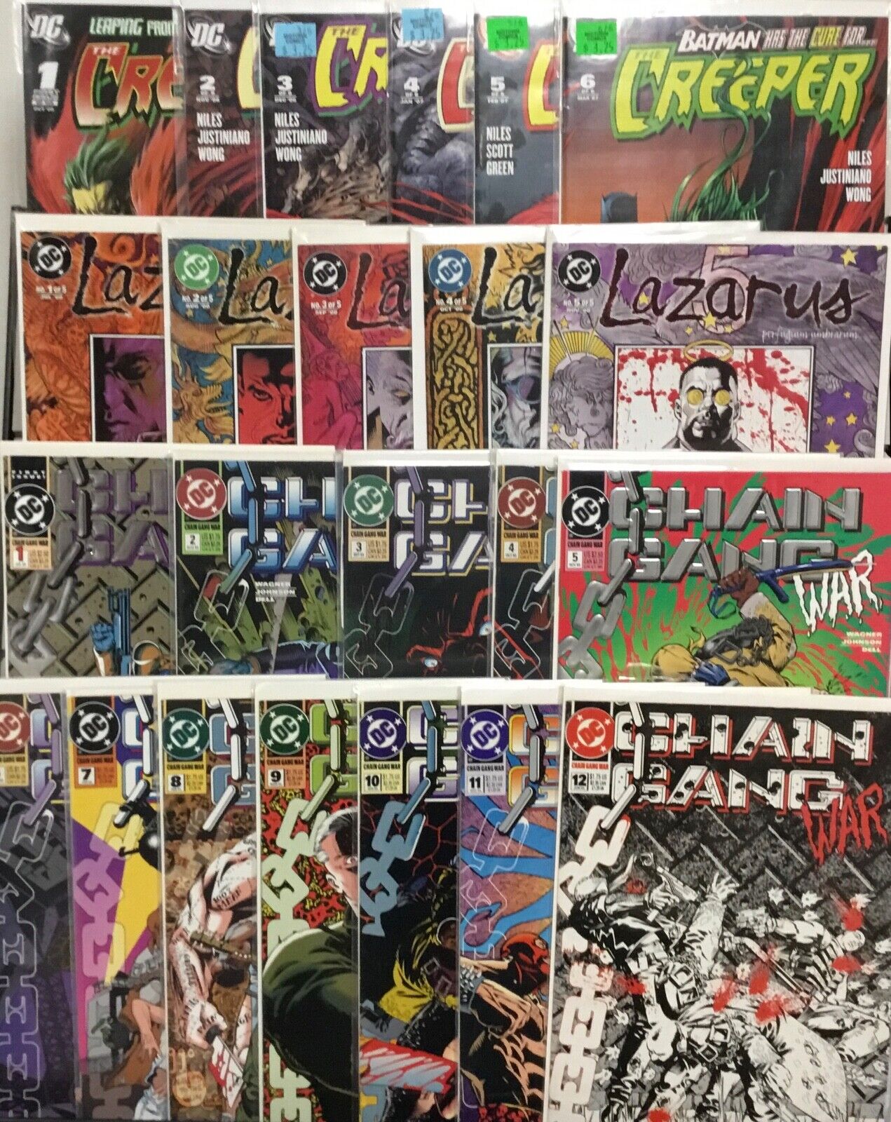 DC Comics Complete Sets The Creeper 1-6, Lazarus 1-5, Chain Gang 1-12