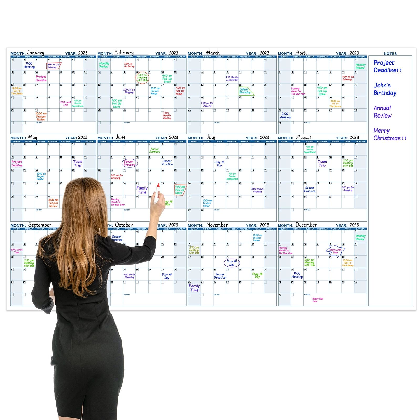 Large Dry Erase Calendar for Wall – Yearly Wall Calendar Dry Erase, 37\