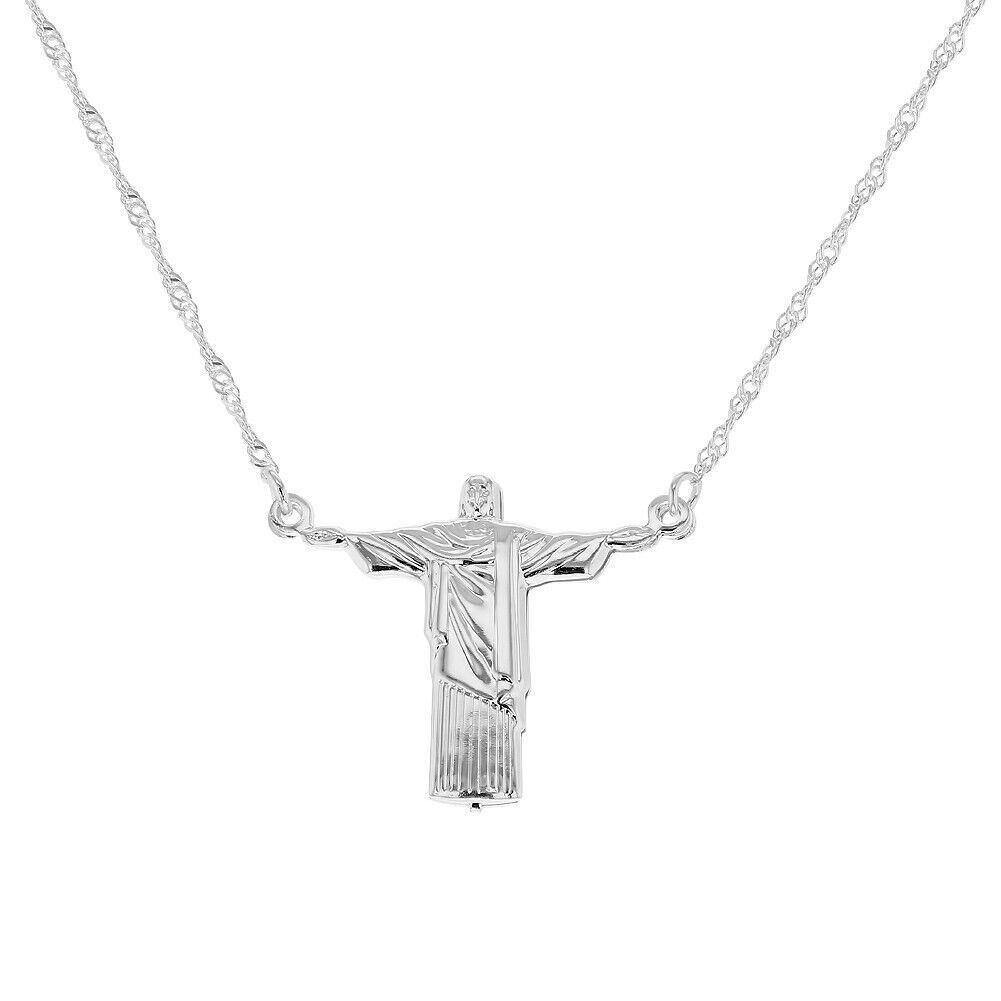 Silver Plated Jesus Christ The Redeemer Religious Necklace 18\