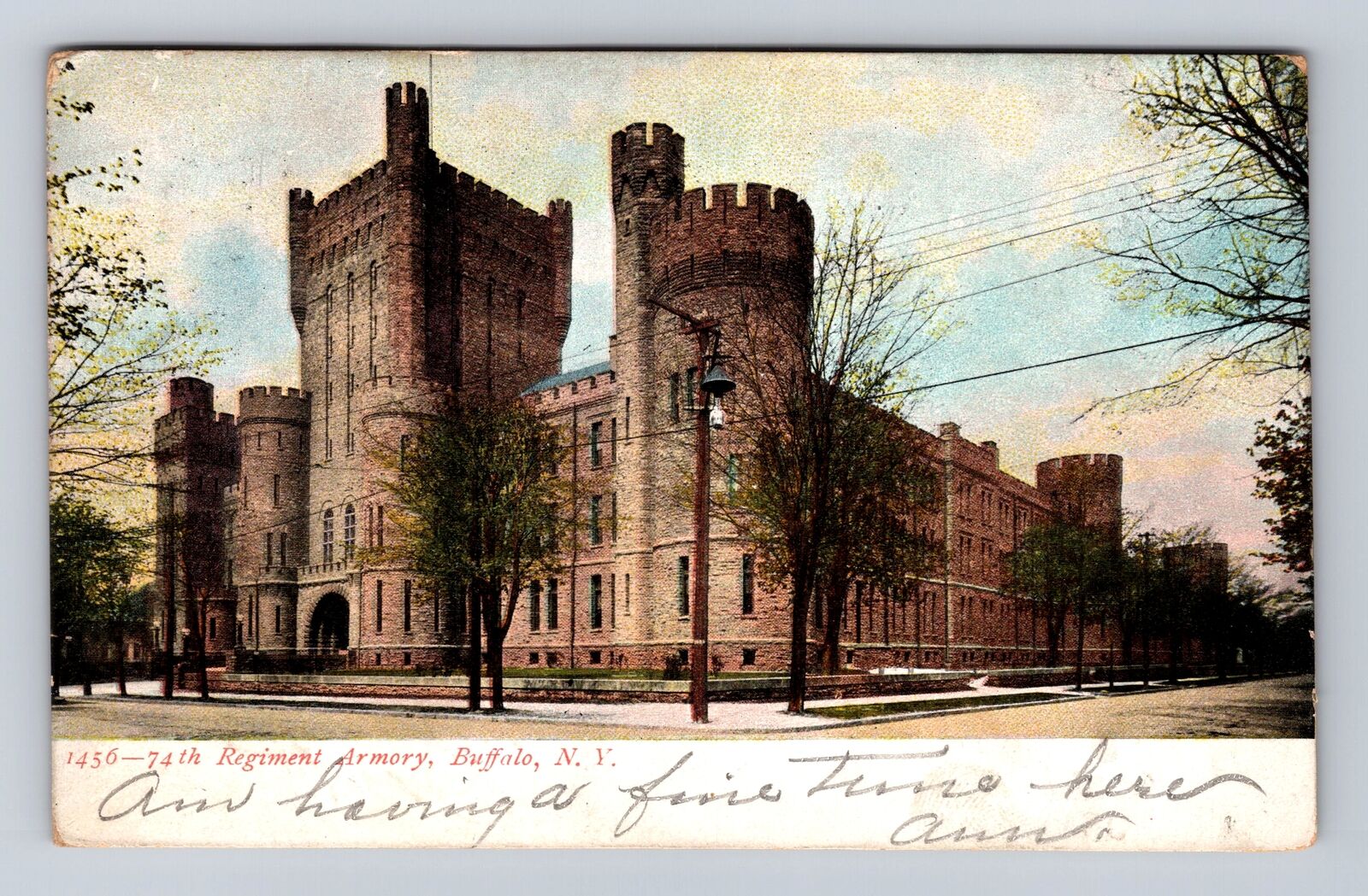 Buffalo NY- New York, 74th Regiment Armory, Antique, Vintage c1907 Postcard