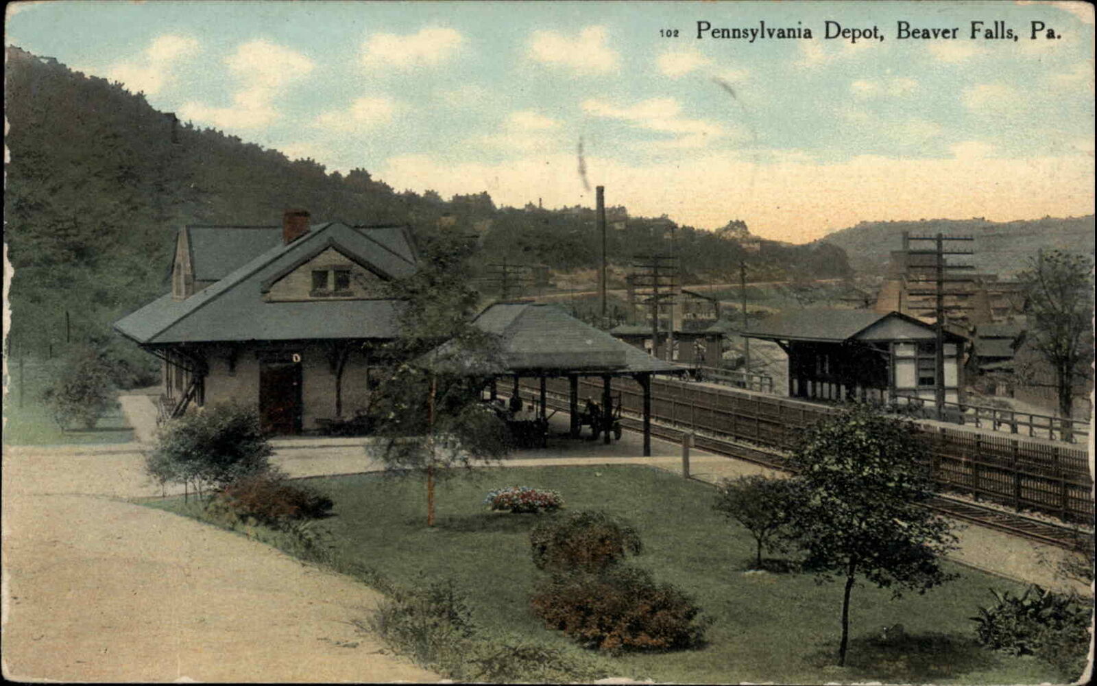 Beaver Falls Pennsylvania PA Train Station Depot 1900s-10s Postcard