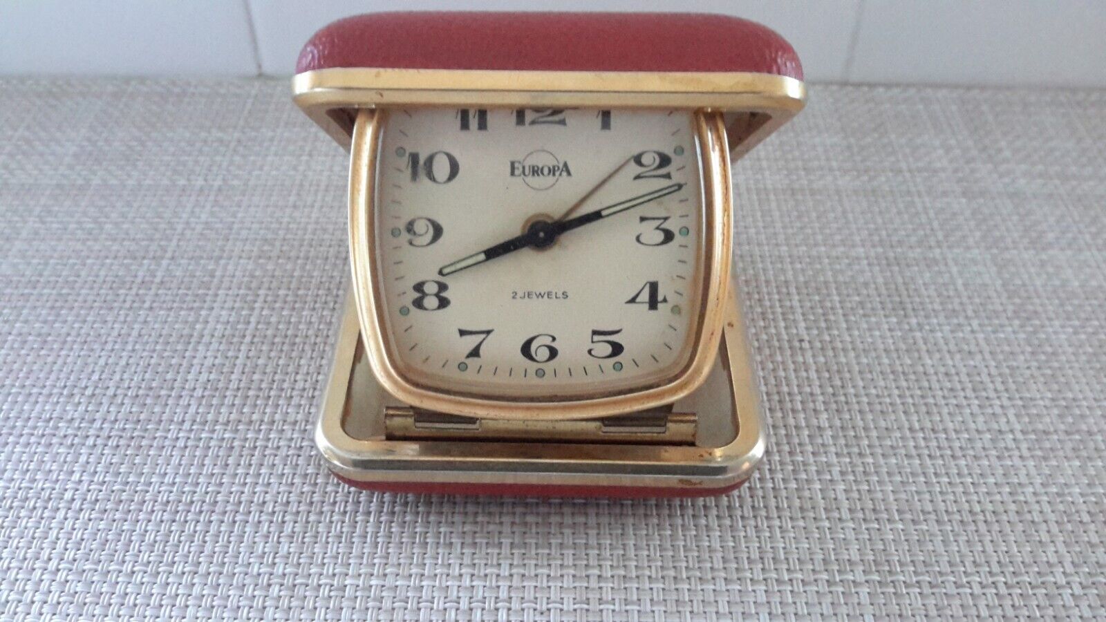 Vintage Europa 2 Jewel German Travel Alarm Clock Mechanical Movement Not Tested