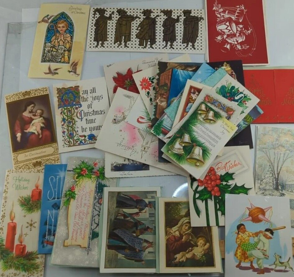 lot of 31 Christmas Cards Used, Out of a Scrapbook, Vintage, Rare History Art