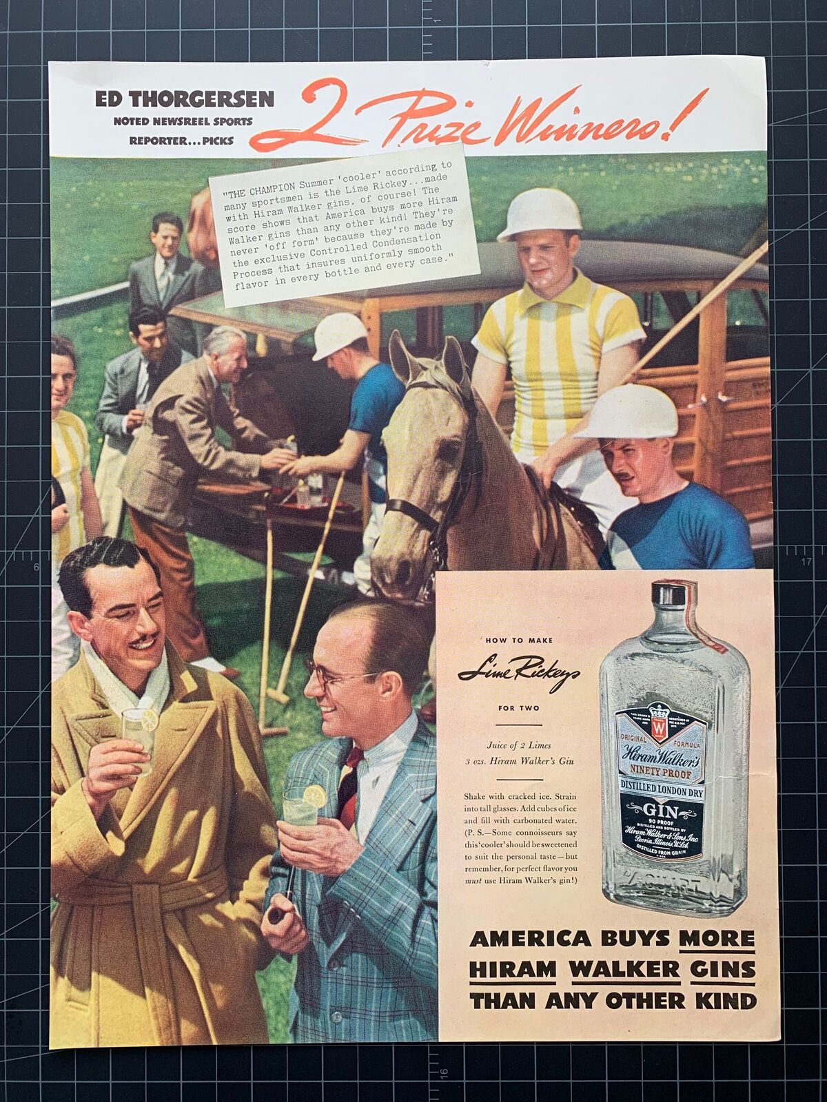 Vintage 1938 Hiram Walker’s Gin Print Ad